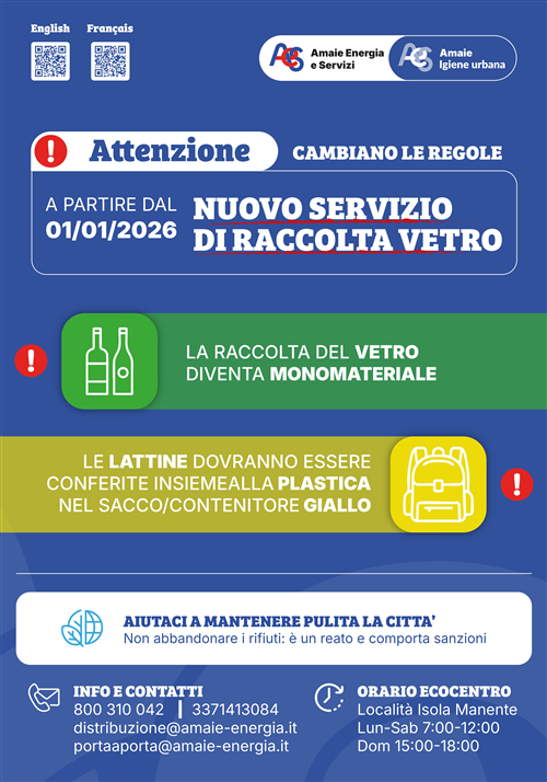 Raccolta rifiuti, Arma si adegua al resto del territorio comunale: lattine nel sacco della plastica e vetro conferito separatamente