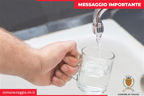 AVVISO IMPORTANTE: interruzione dell'acqua lunedì 3 novembre dalle 8.30 in alcune aree del comune di Taggia per interventi di manutenzione straordinaria